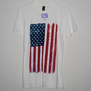 NWT Anvil USA Flag Men Tshirt S